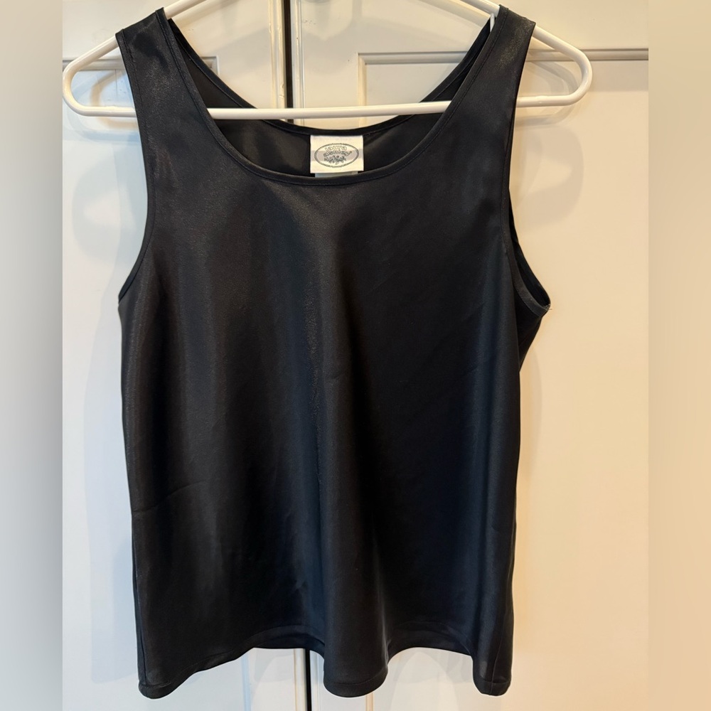 Laura Ashley Classic Black satin Tank Top size M